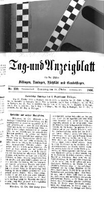 Tag- und Anzeigblatt für die Städte Dillingen, Lauingen, Höchstädt, Wertingen und Gundelfingen (Tagblatt für die Städte Dillingen, Lauingen, Höchstädt, Wertingen und Gundelfingen) Donnerstag 18. Oktober 1866