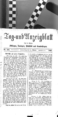 Tag- und Anzeigblatt für die Städte Dillingen, Lauingen, Höchstädt, Wertingen und Gundelfingen (Tagblatt für die Städte Dillingen, Lauingen, Höchstädt, Wertingen und Gundelfingen) Donnerstag 25. Oktober 1866