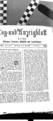 Tag- und Anzeigblatt für die Städte Dillingen, Lauingen, Höchstädt, Wertingen und Gundelfingen (Tagblatt für die Städte Dillingen, Lauingen, Höchstädt, Wertingen und Gundelfingen) Dienstag 6. November 1866