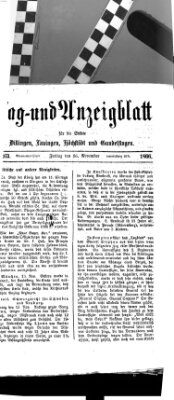 Tag- und Anzeigblatt für die Städte Dillingen, Lauingen, Höchstädt, Wertingen und Gundelfingen (Tagblatt für die Städte Dillingen, Lauingen, Höchstädt, Wertingen und Gundelfingen) Freitag 16. November 1866