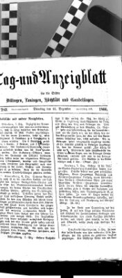 Tag- und Anzeigblatt für die Städte Dillingen, Lauingen, Höchstädt, Wertingen und Gundelfingen (Tagblatt für die Städte Dillingen, Lauingen, Höchstädt, Wertingen und Gundelfingen) Dienstag 11. Dezember 1866