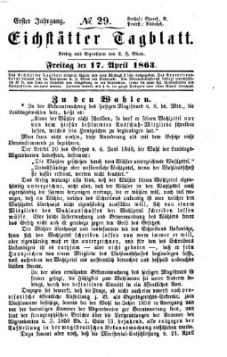 Eichstätter Tagblatt Freitag 17. April 1863