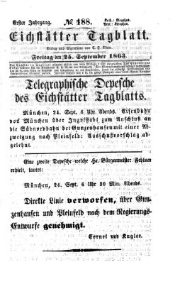 Eichstätter Tagblatt Freitag 25. September 1863