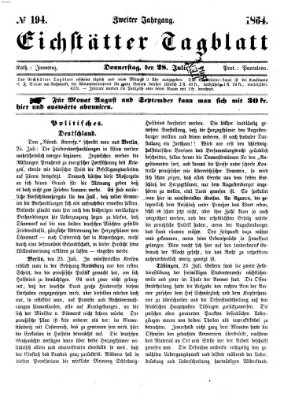 Eichstätter Tagblatt Donnerstag 28. Juli 1864