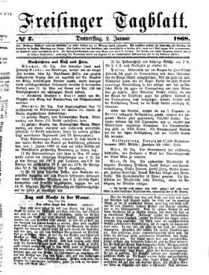 Freisinger Tagblatt (Freisinger Wochenblatt) Donnerstag 2. Januar 1868