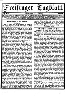 Freisinger Tagblatt (Freisinger Wochenblatt) Mittwoch 11. März 1868