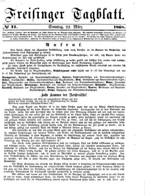 Freisinger Tagblatt (Freisinger Wochenblatt) Sonntag 22. März 1868