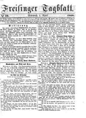 Freisinger Tagblatt (Freisinger Wochenblatt) Mittwoch 1. April 1868