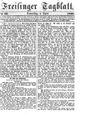 Freisinger Tagblatt (Freisinger Wochenblatt) Donnerstag 2. April 1868