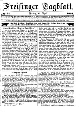 Freisinger Tagblatt (Freisinger Wochenblatt) Freitag 17. April 1868