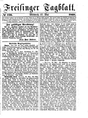 Freisinger Tagblatt (Freisinger Wochenblatt) Mittwoch 27. Mai 1868