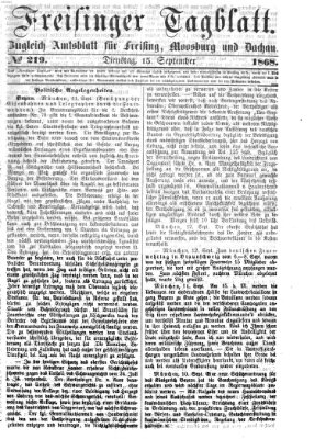 Freisinger Tagblatt (Freisinger Wochenblatt) Dienstag 15. September 1868