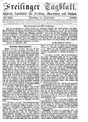 Freisinger Tagblatt (Freisinger Wochenblatt) Dienstag 22. September 1868