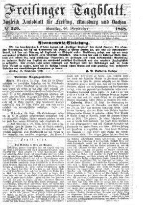 Freisinger Tagblatt (Freisinger Wochenblatt) Samstag 26. September 1868