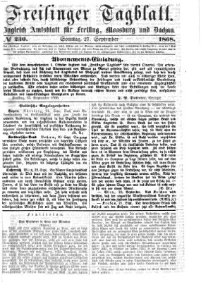 Freisinger Tagblatt (Freisinger Wochenblatt) Sonntag 27. September 1868