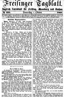 Freisinger Tagblatt (Freisinger Wochenblatt) Donnerstag 1. Oktober 1868