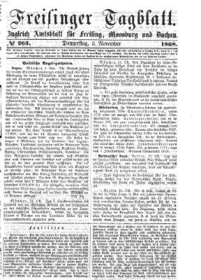 Freisinger Tagblatt (Freisinger Wochenblatt) Donnerstag 5. November 1868