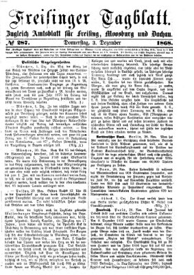 Freisinger Tagblatt (Freisinger Wochenblatt) Donnerstag 3. Dezember 1868