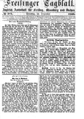 Freisinger Tagblatt (Freisinger Wochenblatt) Dienstag 22. Dezember 1868