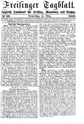 Freisinger Tagblatt (Freisinger Wochenblatt) Donnerstag 18. März 1869