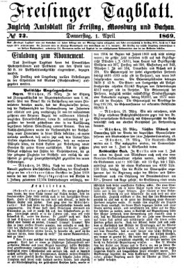 Freisinger Tagblatt (Freisinger Wochenblatt) Donnerstag 1. April 1869