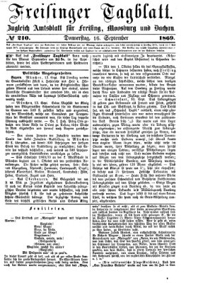 Freisinger Tagblatt (Freisinger Wochenblatt) Donnerstag 16. September 1869