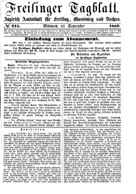 Freisinger Tagblatt (Freisinger Wochenblatt) Mittwoch 22. September 1869