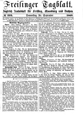 Freisinger Tagblatt (Freisinger Wochenblatt) Donnerstag 30. September 1869