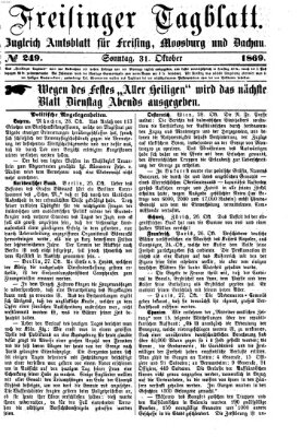 Freisinger Tagblatt (Freisinger Wochenblatt) Sonntag 31. Oktober 1869