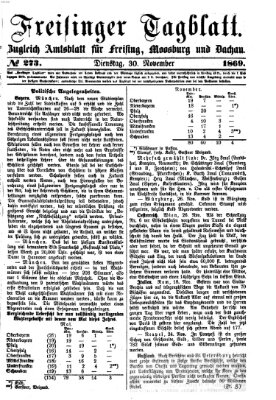 Freisinger Tagblatt (Freisinger Wochenblatt) Dienstag 30. November 1869