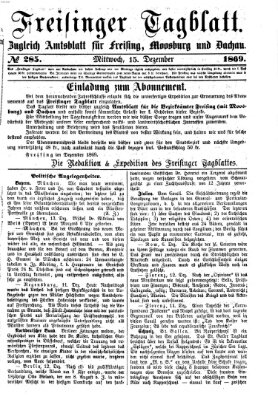 Freisinger Tagblatt (Freisinger Wochenblatt) Mittwoch 15. Dezember 1869
