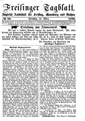 Freisinger Tagblatt (Freisinger Wochenblatt) Dienstag 22. März 1870