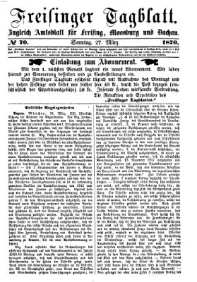 Freisinger Tagblatt (Freisinger Wochenblatt) Sonntag 27. März 1870