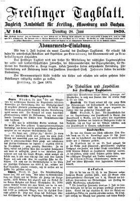 Freisinger Tagblatt (Freisinger Wochenblatt) Dienstag 28. Juni 1870