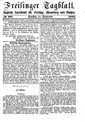 Freisinger Tagblatt (Freisinger Wochenblatt) Samstag 10. September 1870