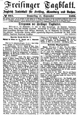 Freisinger Tagblatt (Freisinger Wochenblatt) Donnerstag 15. September 1870