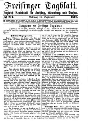 Freisinger Tagblatt (Freisinger Wochenblatt) Mittwoch 21. September 1870