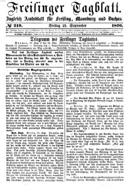 Freisinger Tagblatt (Freisinger Wochenblatt) Freitag 23. September 1870