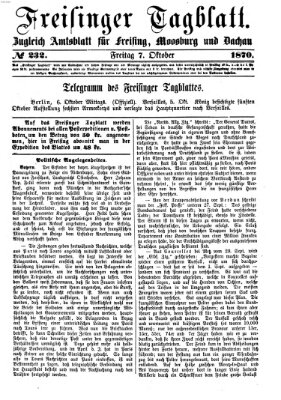 Freisinger Tagblatt (Freisinger Wochenblatt) Freitag 7. Oktober 1870