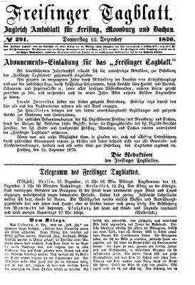 Freisinger Tagblatt (Freisinger Wochenblatt) Donnerstag 15. Dezember 1870