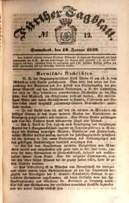 Fürther Tagblatt Samstag 19. Januar 1839