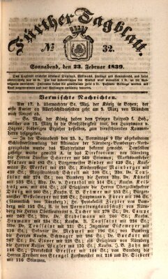 Fürther Tagblatt Samstag 23. Februar 1839