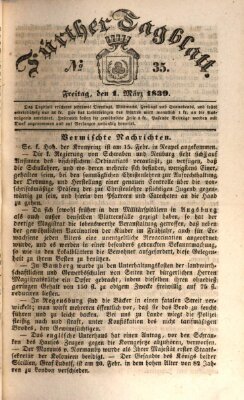 Fürther Tagblatt Freitag 1. März 1839