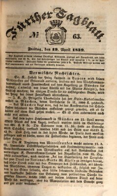 Fürther Tagblatt Freitag 19. April 1839