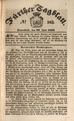 Fürther Tagblatt Samstag 29. Juni 1839