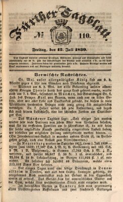 Fürther Tagblatt Freitag 12. Juli 1839