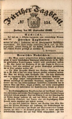 Fürther Tagblatt Freitag 27. September 1839