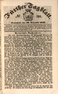 Fürther Tagblatt Samstag 30. November 1839