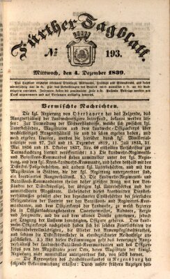 Fürther Tagblatt Mittwoch 4. Dezember 1839