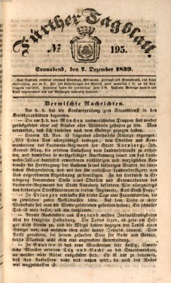 Fürther Tagblatt Samstag 7. Dezember 1839